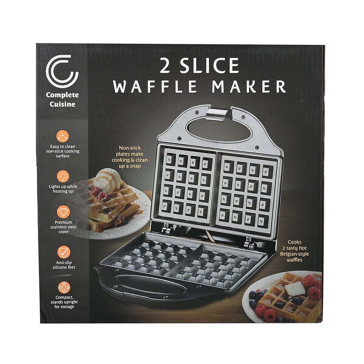 Complete Cuisine Belgian Style 2 Slice Waffle Maker image number 6