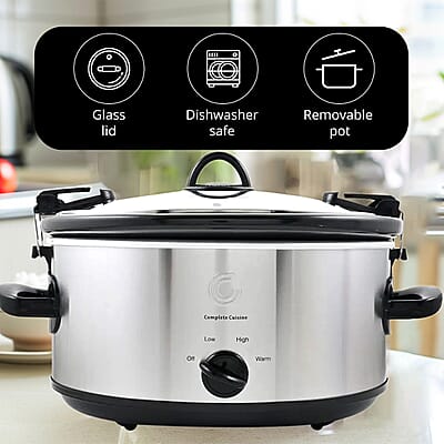 Complete Cuisine 6.0 QT Slow Cooker with Locking Lid
