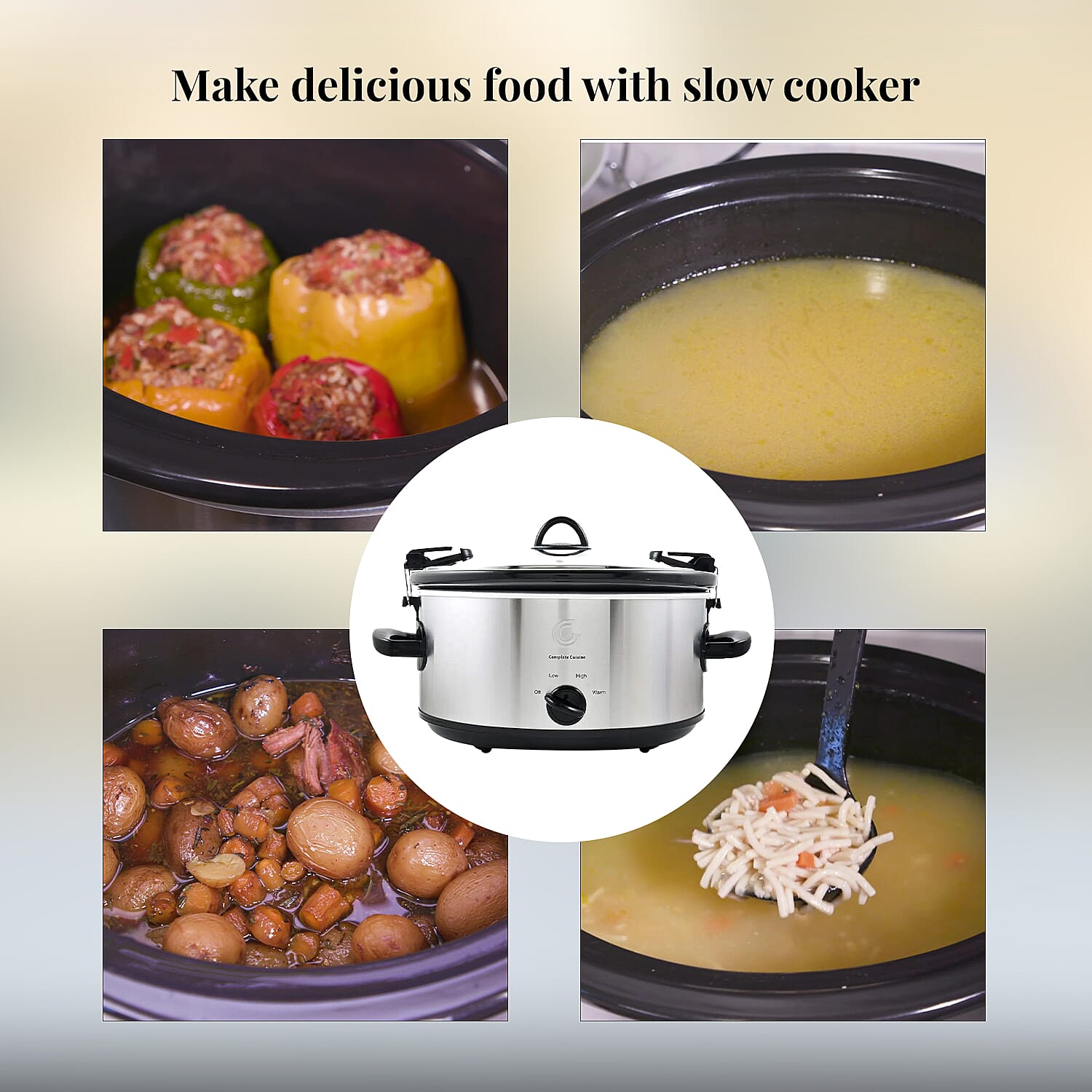 Complete Cuisine 6.0 QT Slow Cooker with Locking Lid