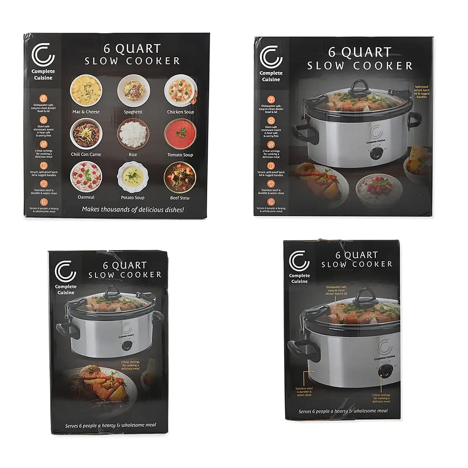 Complete Cuisine 6.0 QT Slow Cooker with Locking Lid