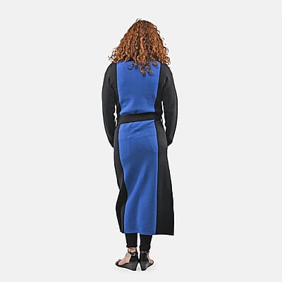 Badgley Mischka Blue and Black Color Block Trench Sweater - S