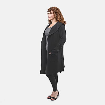 Badgley Mischka Black Cardigan Sweater with Hood - S