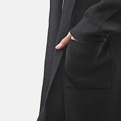 Badgley Mischka Black Cardigan Sweater with Hood - S