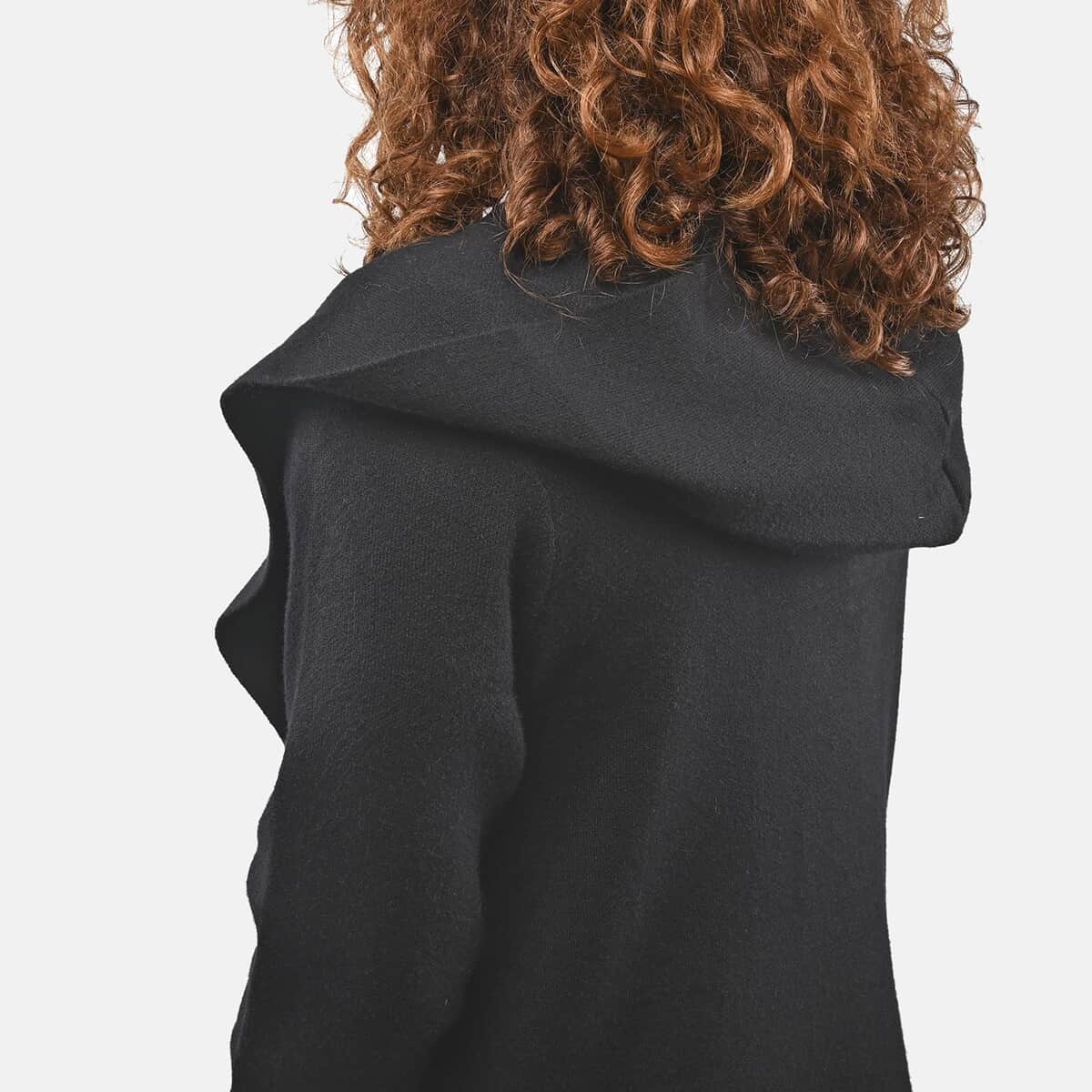 Badgley Mischka Black Cardigan Sweater with Hood - M image number 4