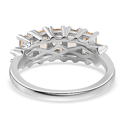 Golden Imperial Topaz and White Zircon Ring in Platinum Over Sterling Silver (Size 10.0) 2.00 ctw