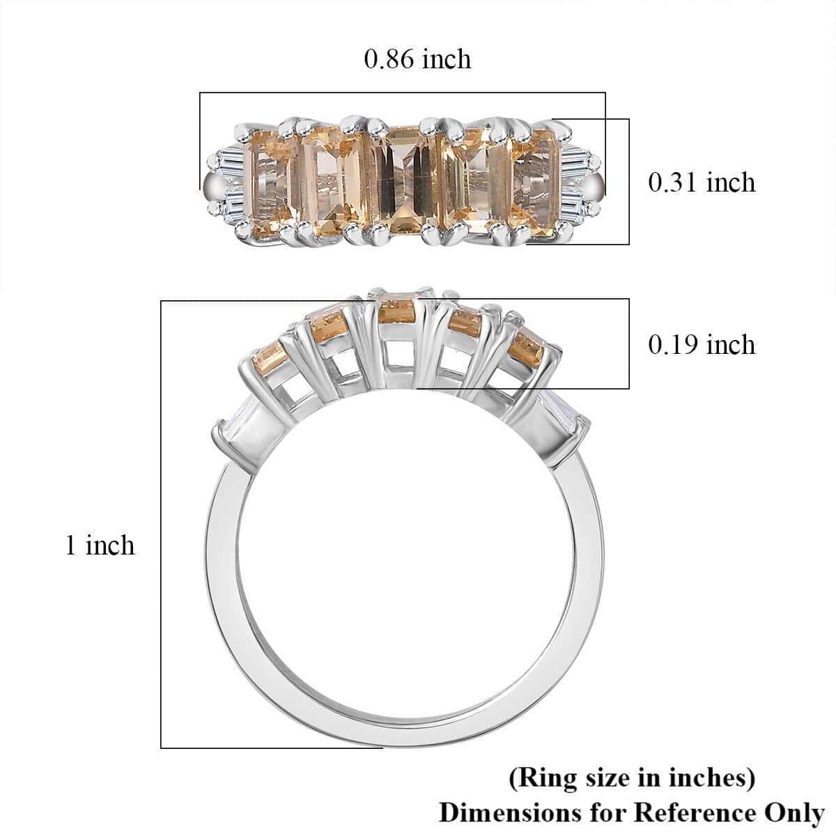 Golden Imperial Topaz and White Zircon Ring in Platinum Over Sterling Silver (Size 5.0) 2.00 ctw image number 5