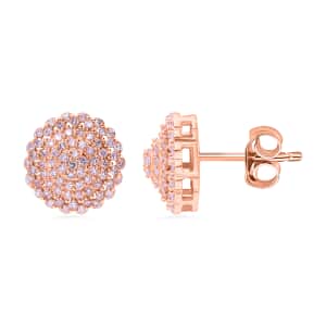 Natural Pink Diamond I3 Stud Earrings in Vermeil Rose Gold Over Sterling Silver 0.50 ctw