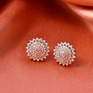 D'Joy Natural Pink Diamond I3 0.50 ctw Eternal Spark Cluster Stud Earrings in 18K Vermeil Rose Gold Over Sterling Silver (Del. in 7-10 Days)