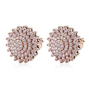 D'Joy Natural Pink Diamond I3 0.50 ctw Eternal Spark Cluster Stud Earrings in 18K Vermeil Rose Gold Over Sterling Silver (Del. in 7-10 Days)