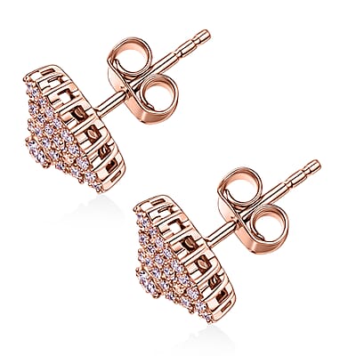 D'Joy Natural Pink Diamond I3 0.50 ctw Eternal Spark Cluster Stud Earrings in 18K Vermeil Rose Gold Over Sterling Silver