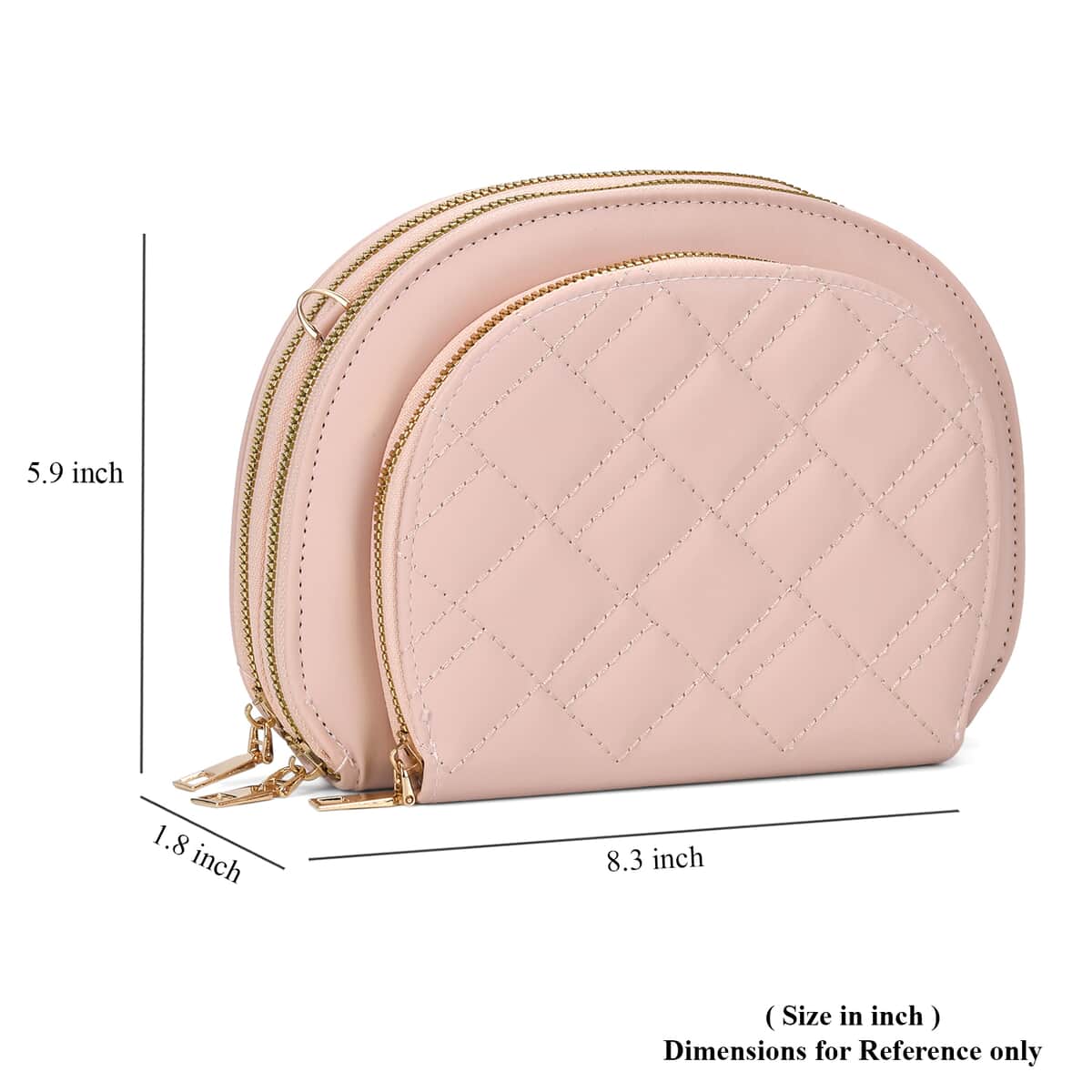 Pink Faux Leather Quilted Crossbody Bag with Detachable Shoulder Strap image number 6