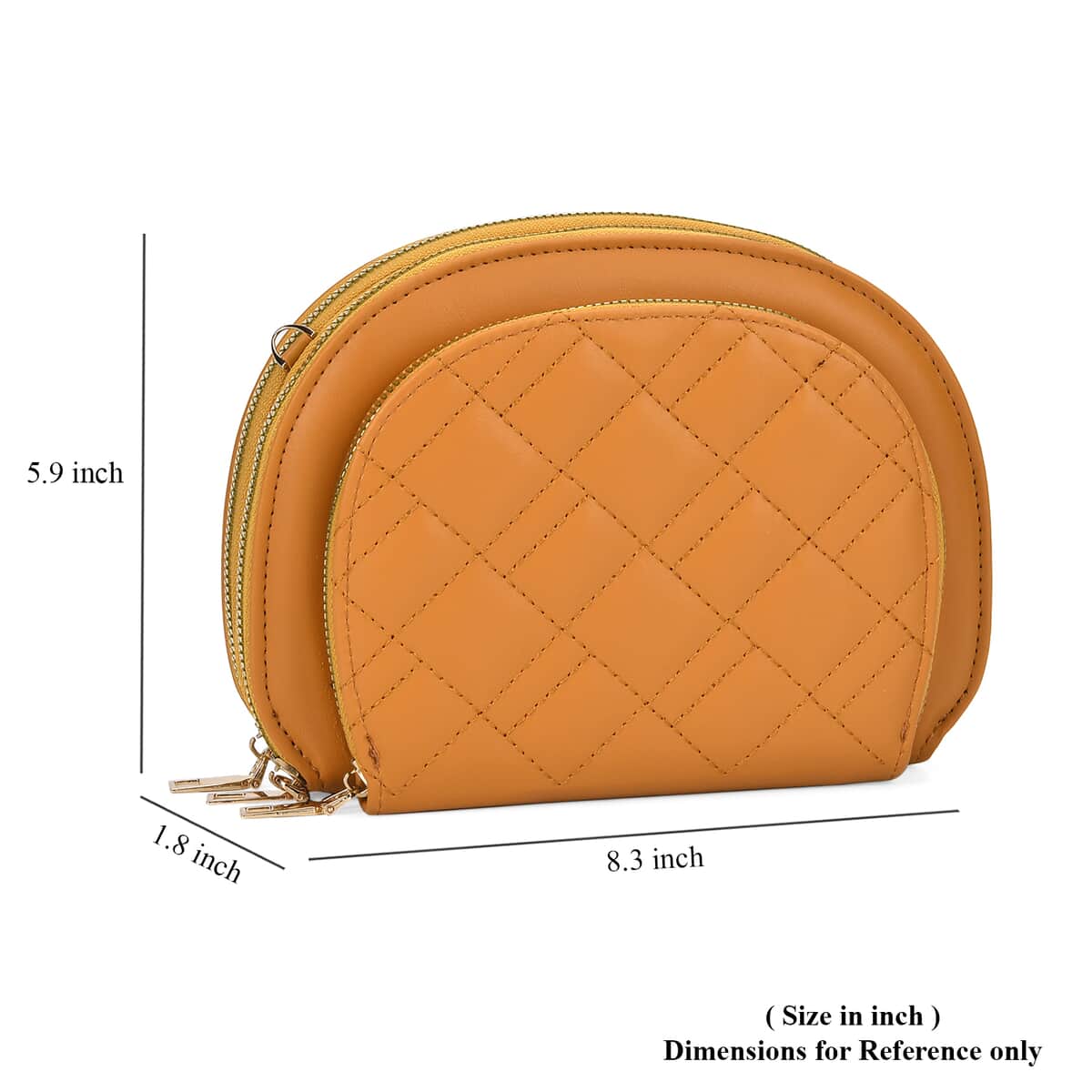 Mustard Faux Leather Quilted Crossbody Bag with Detachable Shoulder Strap image number 6