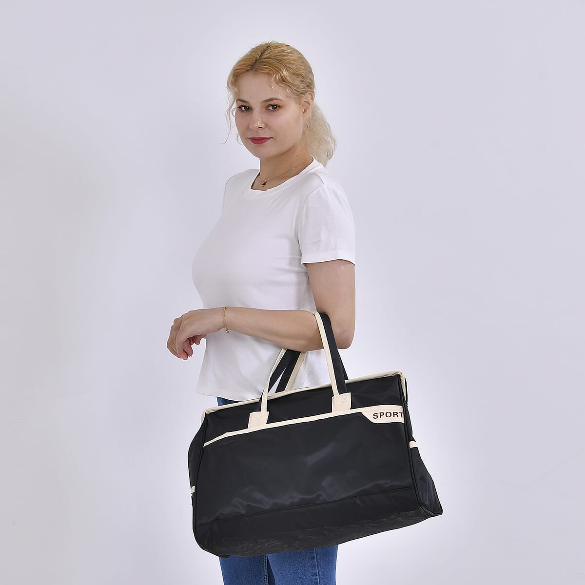 Black Nylon Travel Bag with Handle Drop (8.7) image number 1