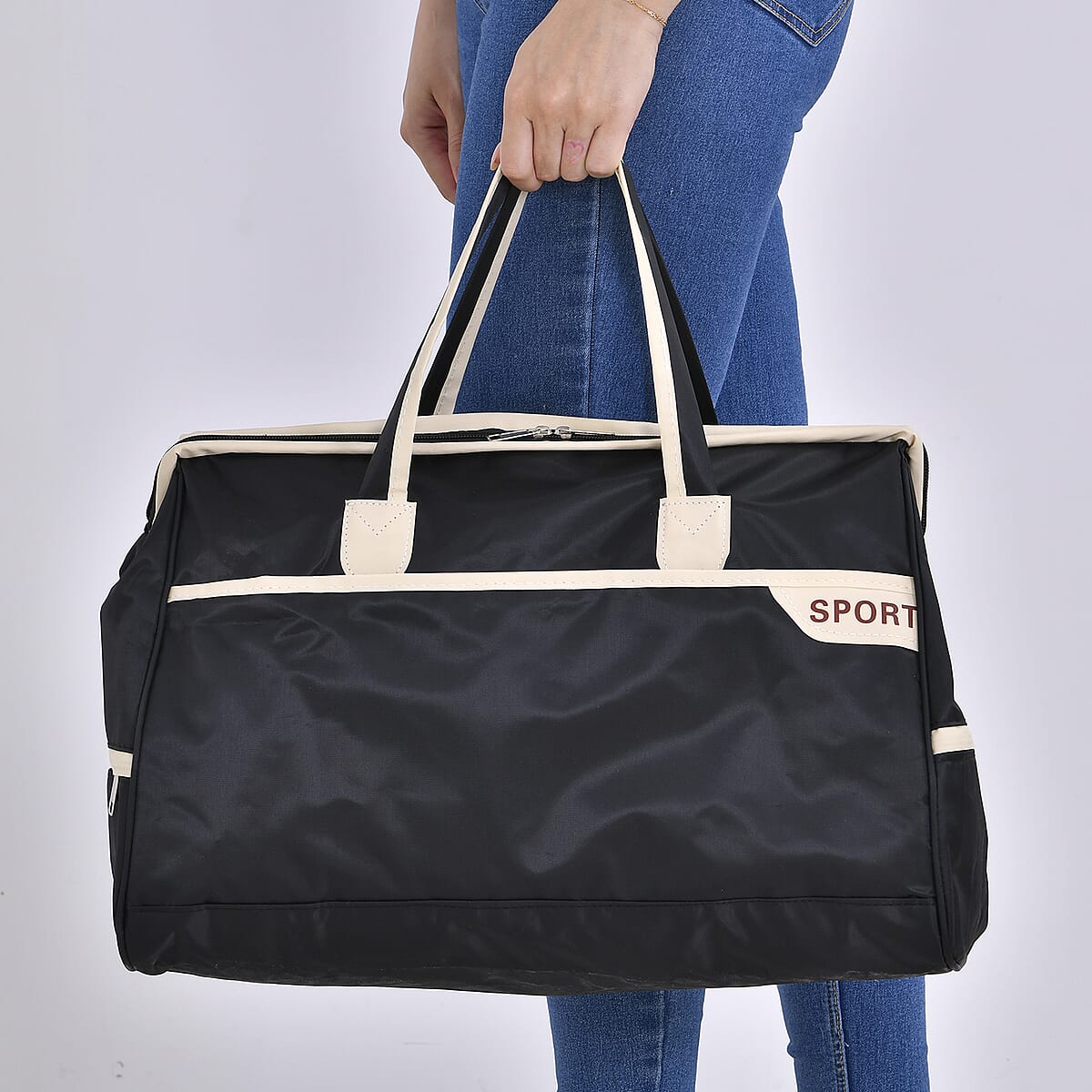 Black Nylon Travel Bag with Handle Drop (8.7) image number 2