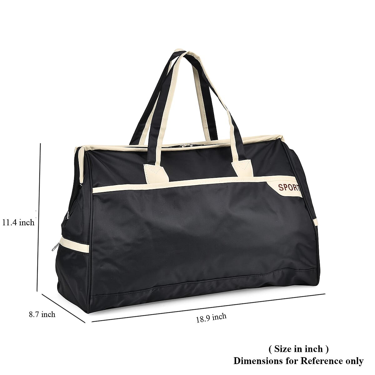 Black Nylon Travel Bag with Handle Drop (8.7) image number 6