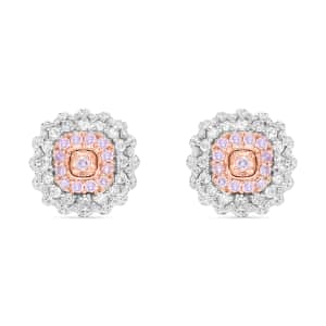 Natural Pink and White Diamond I3 Earrings in Vermeil Rose Gold Over Sterling Silver 0.33 ctw
