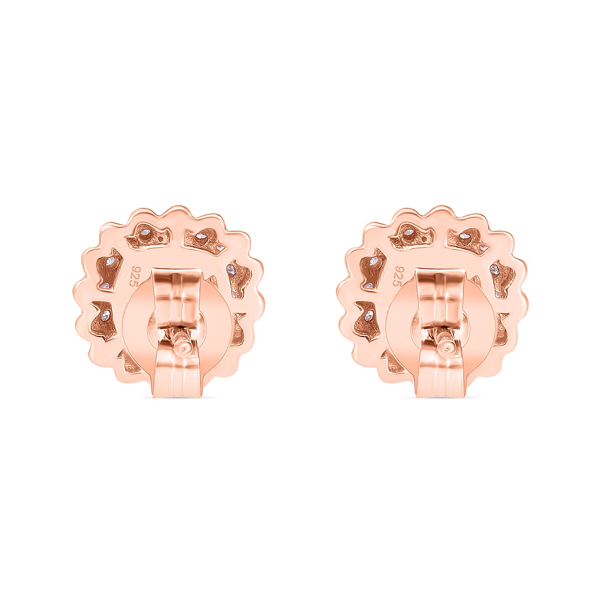 Natural Pink and White Diamond I3 Earrings in Vermeil Rose Gold Over Sterling Silver 0.33 ctw