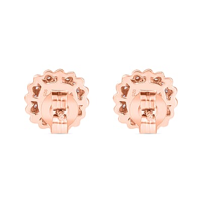 Natural Pink and White Diamond I3 Earrings in Vermeil Rose Gold Over Sterling Silver 0.33 ctw