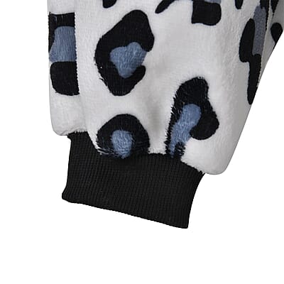Set of 2 Black and Leopard Blanket Hoodie Sweatshirt Blanket with Kangaroo Pocket – One Size Fits Most