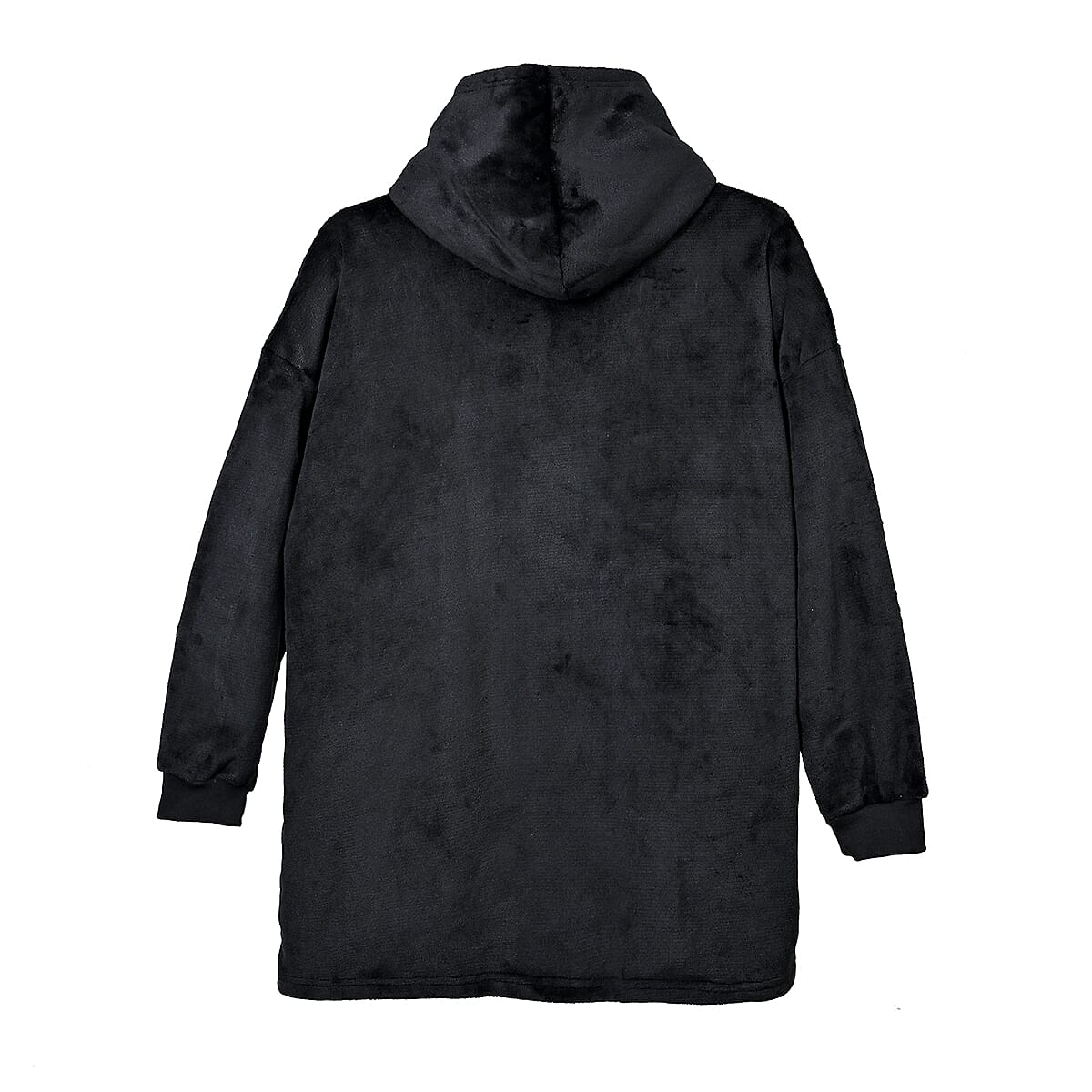 Black Blanket Hoodie Sweatshirt with Kangaroo Pocket – One Size Fits Most