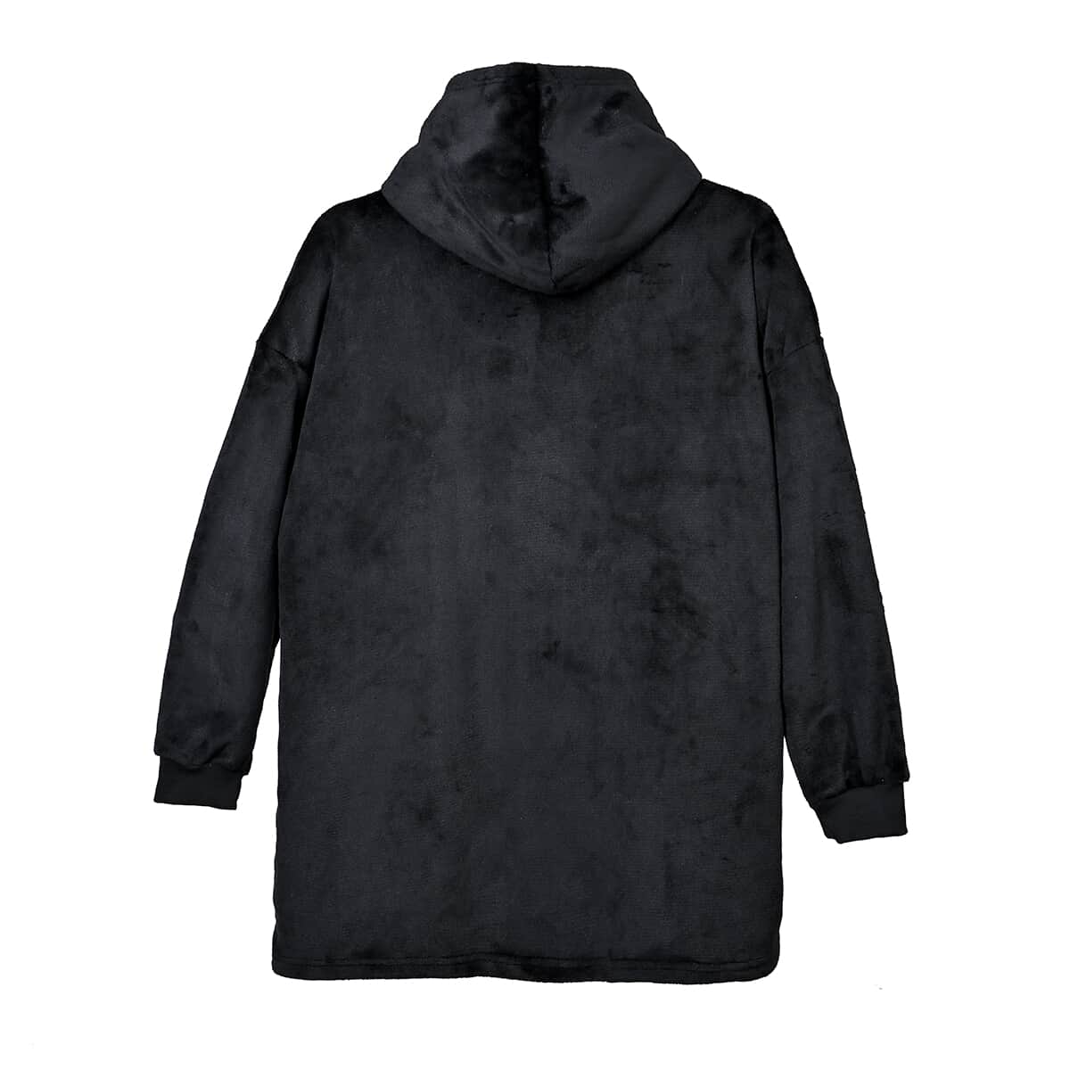 Black Blanket Hoodie Sweatshirt with Kangaroo Pocket – One Size Fits Most image number 1