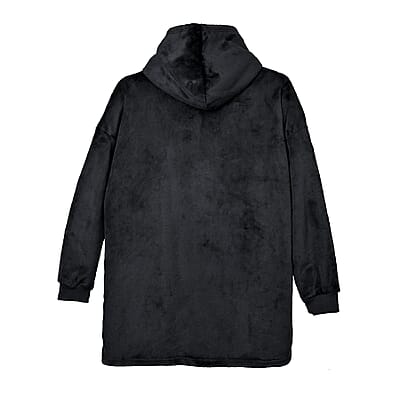 Black Blanket Hoodie Sweatshirt with Kangaroo Pocket – One Size Fits Most