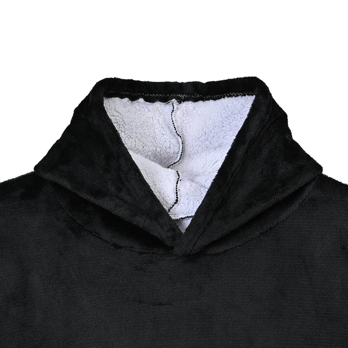 Black Blanket Hoodie Sweatshirt with Kangaroo Pocket – One Size Fits Most image number 2