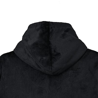 Black Blanket Hoodie Sweatshirt with Kangaroo Pocket – One Size Fits Most