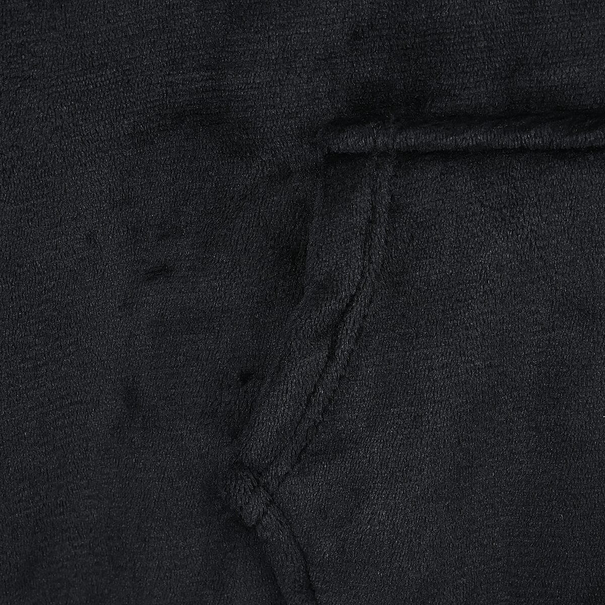 Black Blanket Hoodie Sweatshirt with Kangaroo Pocket – One Size Fits Most