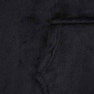Black Blanket Hoodie Sweatshirt with Kangaroo Pocket – One Size Fits Most