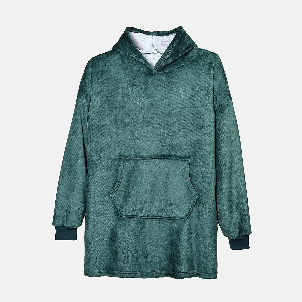 Green Blanket Hoodie Sweatshirt with Kangaroo Pocket – One Size Fits Most image number 0