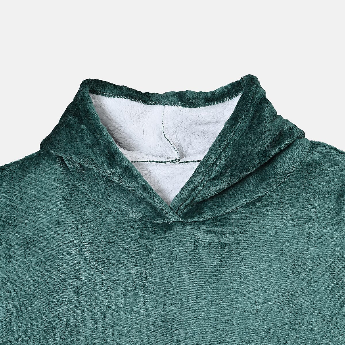 Green Blanket Hoodie Sweatshirt with Kangaroo Pocket – One Size Fits Most image number 2