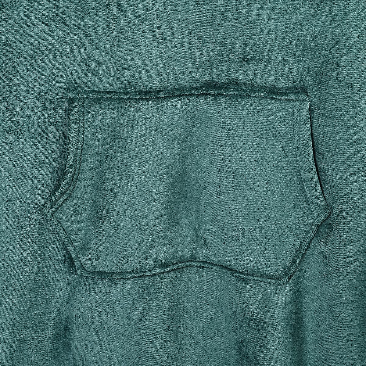 Green Blanket Hoodie Sweatshirt with Kangaroo Pocket – One Size Fits Most image number 5