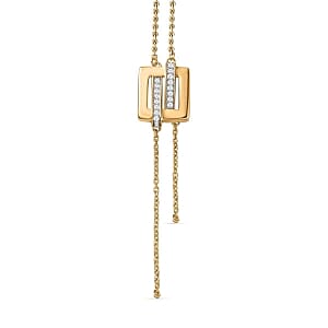 White Diamond and Kanchanaburi Blue Sapphire 0.22 ctw Necklace in 18K Vermeil Yellow Gold Over Sterling Silver (18 Inches)