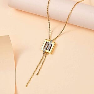 White Diamond and Kanchanaburi Blue Sapphire 0.22 ctw Necklace in 18K Vermeil Yellow Gold Over Sterling Silver (18 Inches)