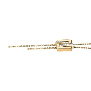 White Diamond and Kanchanaburi Blue Sapphire 0.22 ctw Necklace in 18K Vermeil Yellow Gold Over Sterling Silver (18 Inches)