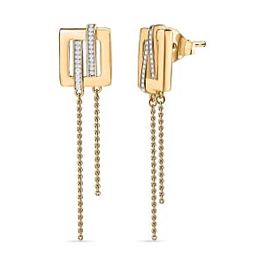 Kanchanaburi Blue Sapphire and White Diamond 0.28 ctw Fancy Earring in Vermeil YG Over Sterling Silver