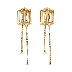 Kanchanaburi Blue Sapphire and White Diamond 0.28 ctw Fancy Earring in Vermeil YG Over Sterling Silver