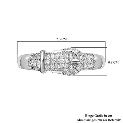 Diamond Buckle Ring in Platinum Over Sterling Silver (Size 11.0) 0.25 ctw