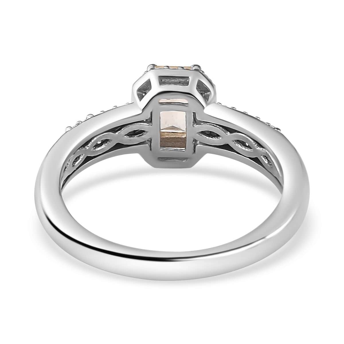 Radiant Cut Premium Golden Imperial Topaz and Moissanite Ring in Platinum Over Sterling Silver (Size 5.0) 1.00 ctw image number 4