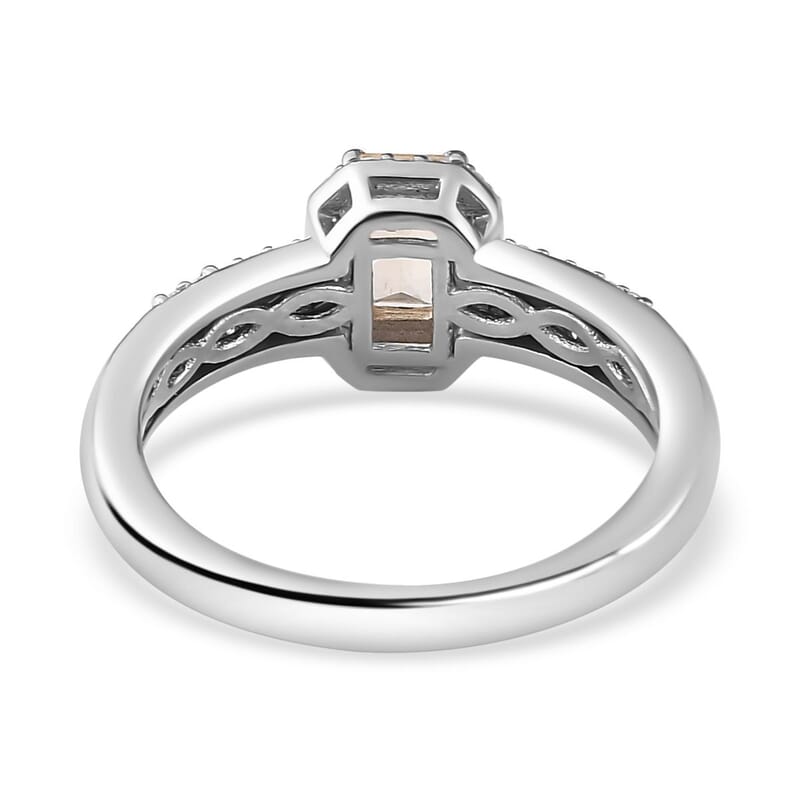 Radiant Cut Premium Golden Imperial Topaz and Moissanite Ring in Platinum Over Sterling Silver (Size 7.0) 1.00 ctw