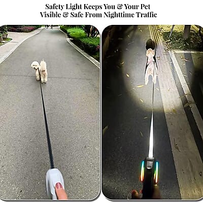 Retractable Pet Leash with Front Torch and RGB Decoration Light (5 Meter)