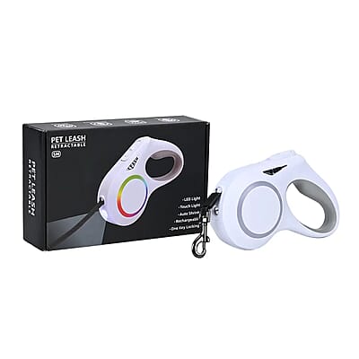 Retractable Pet Leash with Front Torch and RGB Decoration Light (5 Meter)