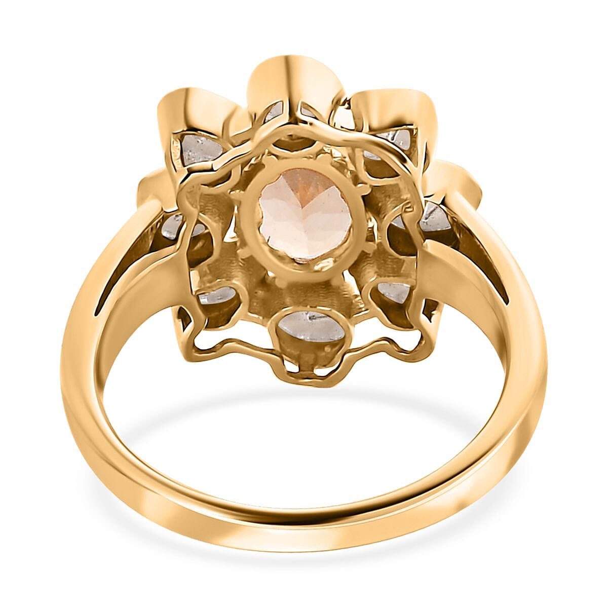 Premium Golden Imperial Topaz and Polki Diamond Ring in Vermeil Yellow Gold Over Sterling Silver (Size 10.0) 1.90 ctw