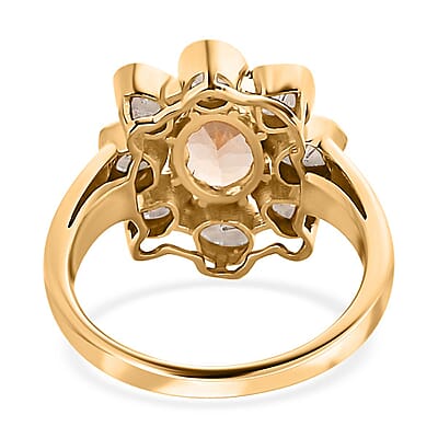Premium Golden Imperial Topaz and Polki Diamond Ring in Vermeil Yellow Gold Over Sterling Silver (Size 10.0) 1.90 ctw