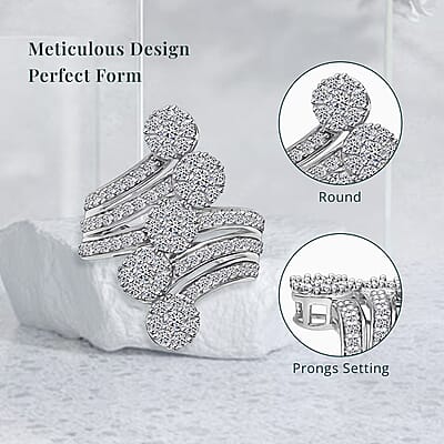 Luxuriant Lab Grown Diamond F-G VS Ring in Platinum Over Sterling Silver (Size 6.0) 2.00 ctw