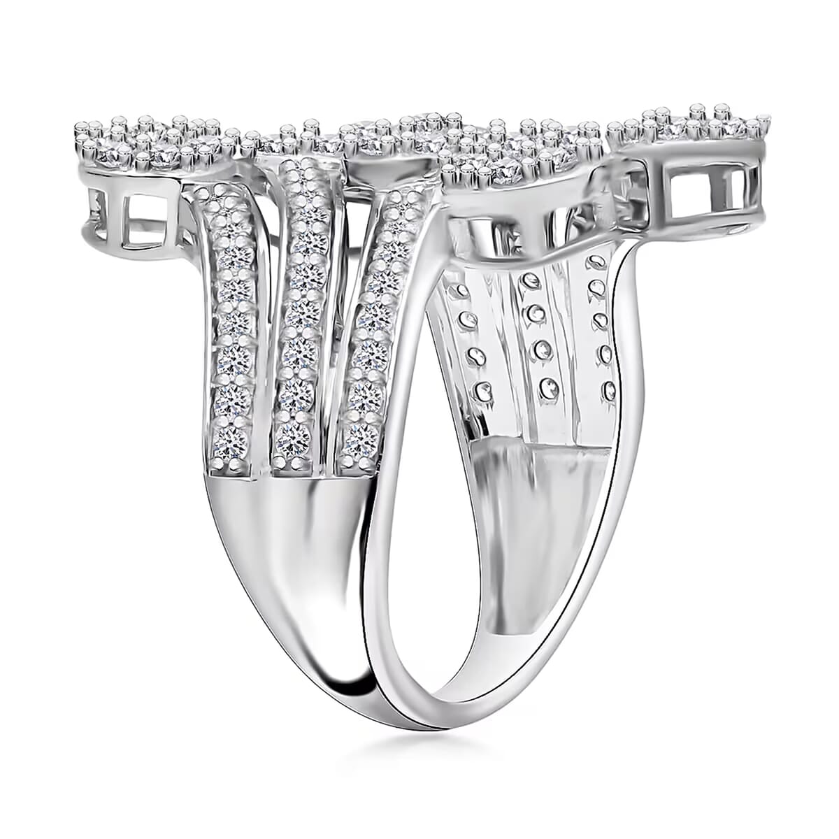 Luxuriant Lab Grown Diamond F-G VS Ring in Platinum Over Sterling Silver (Size 7.0) 2.00 ctw image number 8