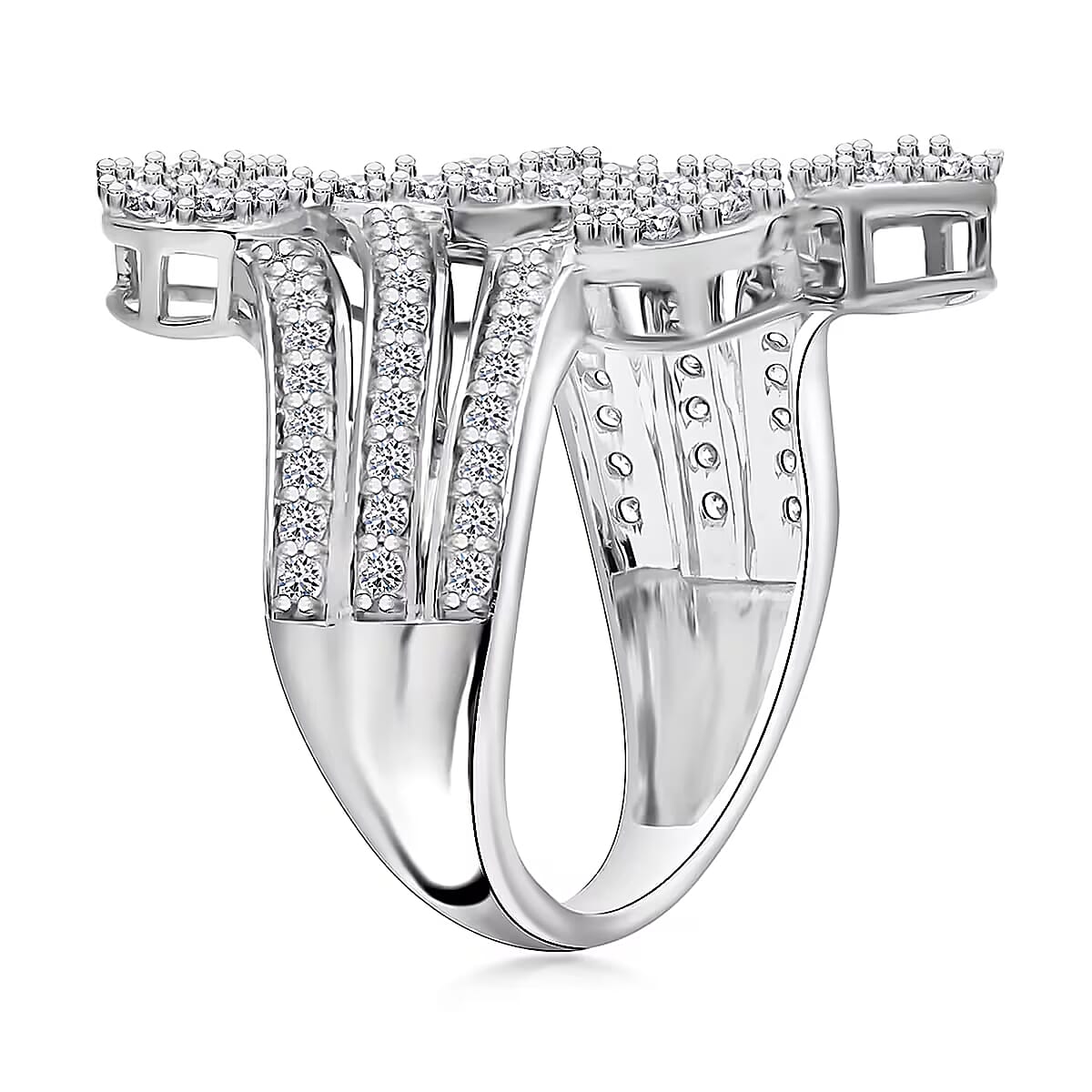 Luxuriant Lab Grown Diamond F-G VS Ring in Platinum Over Sterling Silver (Size 8.0) 2.00 ctw image number 8