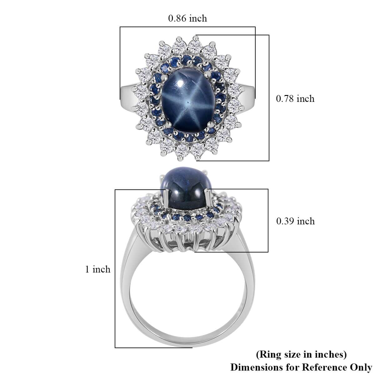 Premium Blue Star Sapphire (DF) and Multi Gemstone Floral Ring in Platinum Over Sterling Silver (Size 10.0) 5.20 ctw image number 4