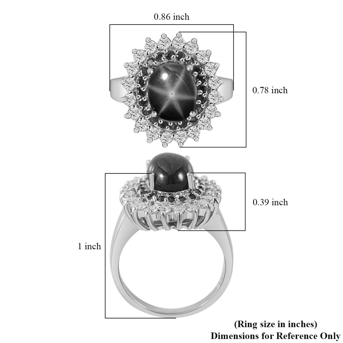 Premium Blue Star Sapphire (DF) and Multi Gemstone Floral Ring in Platinum Over Sterling Silver (Size 6.0) 5.20 ctw image number 4